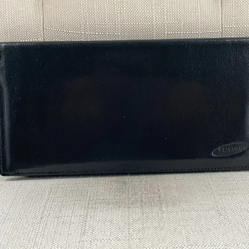 Samsung Wallet Black Leather Cardholder Long Wallet Bifold Purse